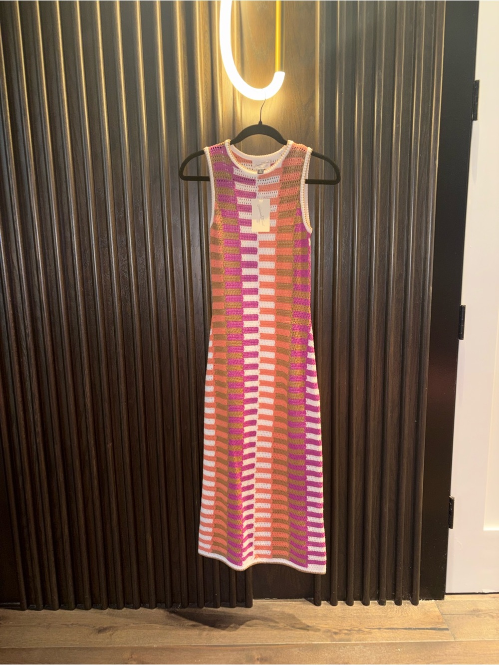 Universal Thread Sleeveless Crochet Maxi Dress in Pink, Orange & White - Picture 6 of 9